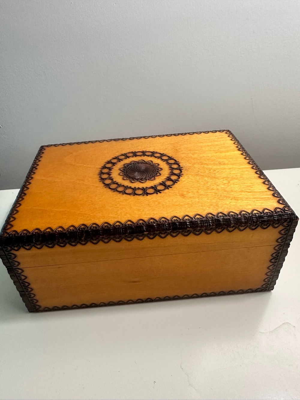 HandCarved Wood Jewelry Trinket Box   Handcrafted in Poland by Alpine Artists